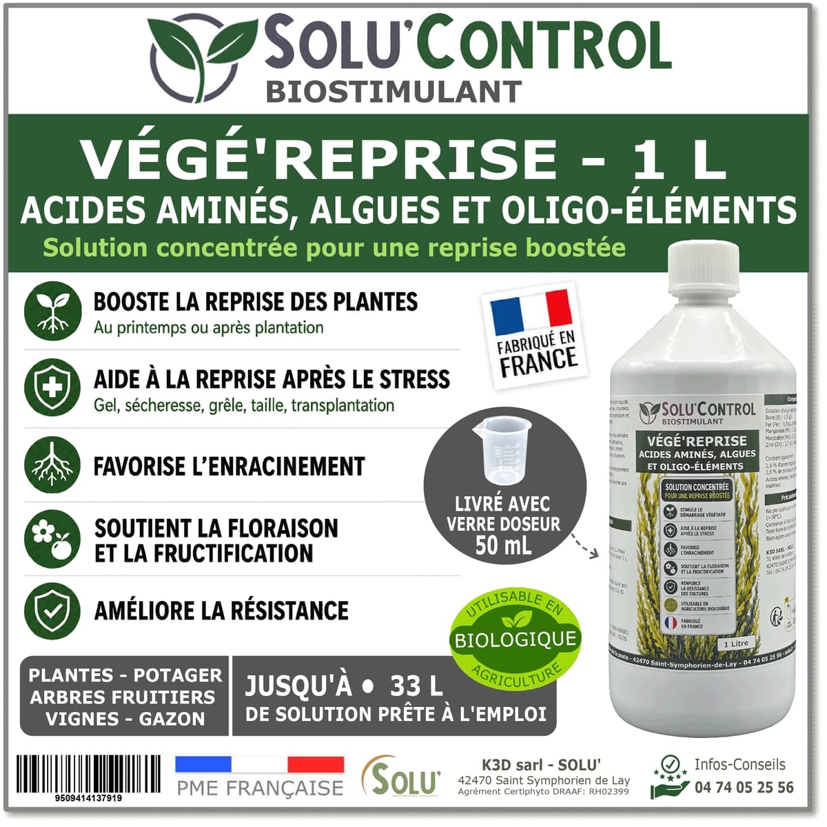 Solu'control Végé'Reprise - Biostimulant 500ml