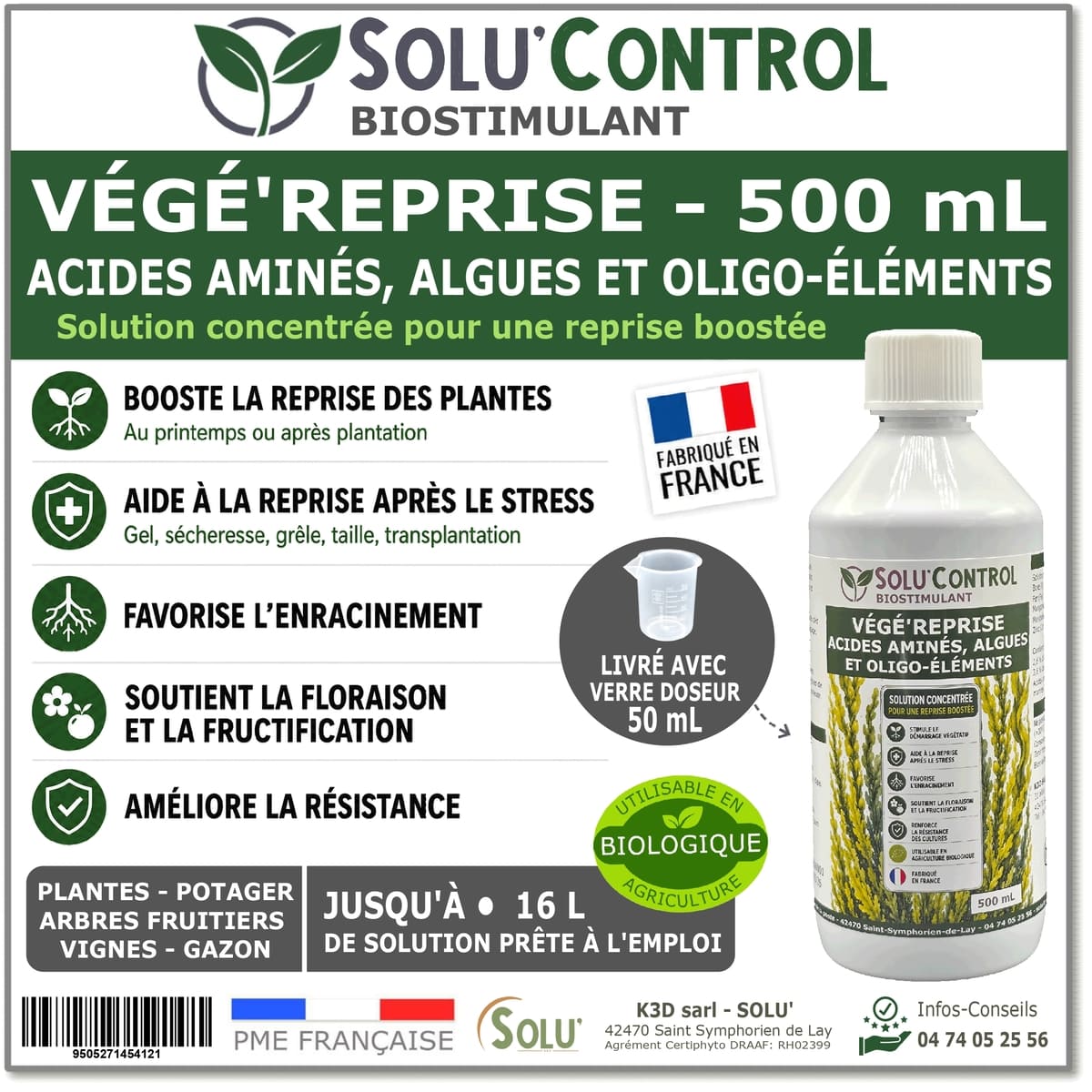 Solu'control Végé'Reprise - Biostimulant 500ml
