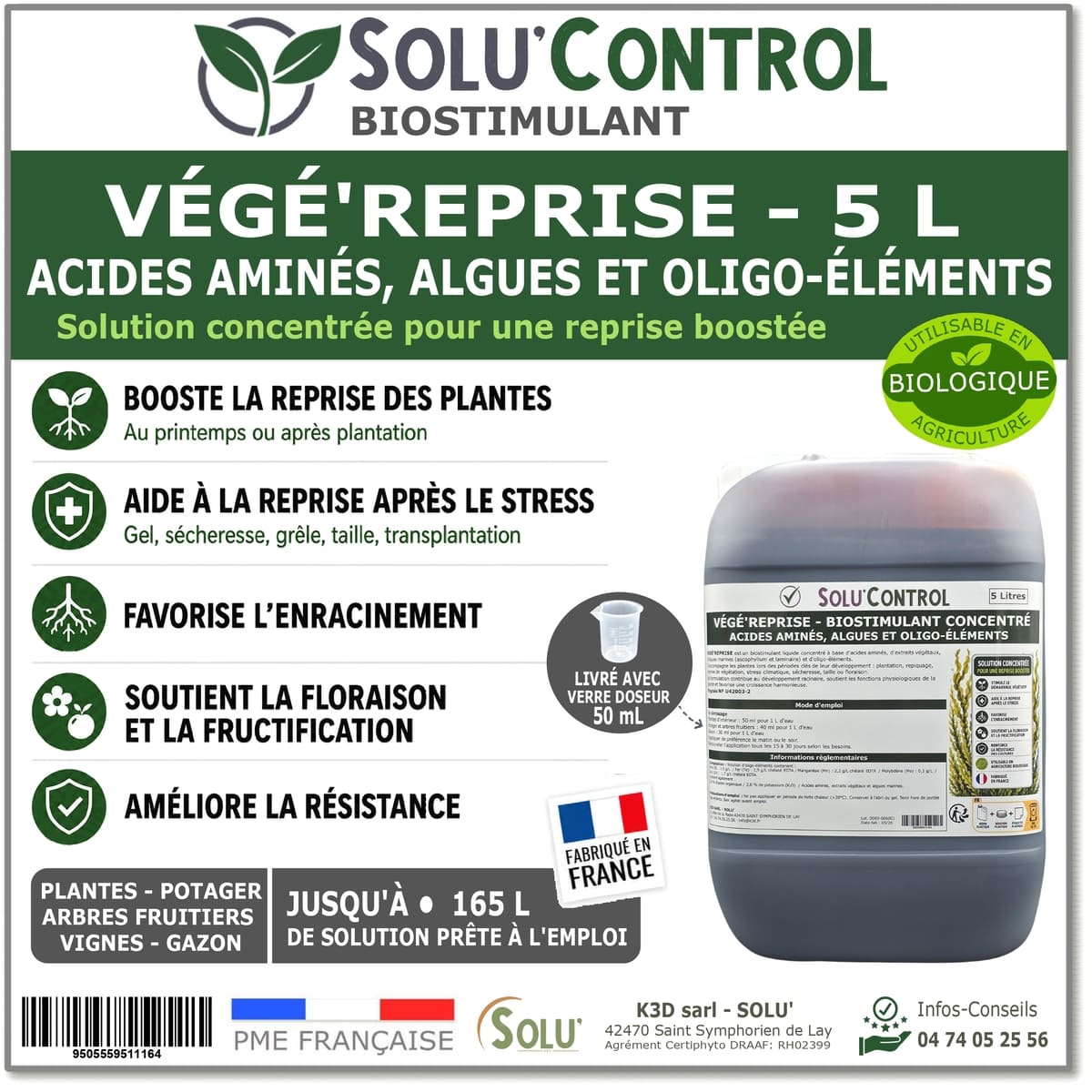 Solu'control Végé'Reprise - Biostimulant 5L