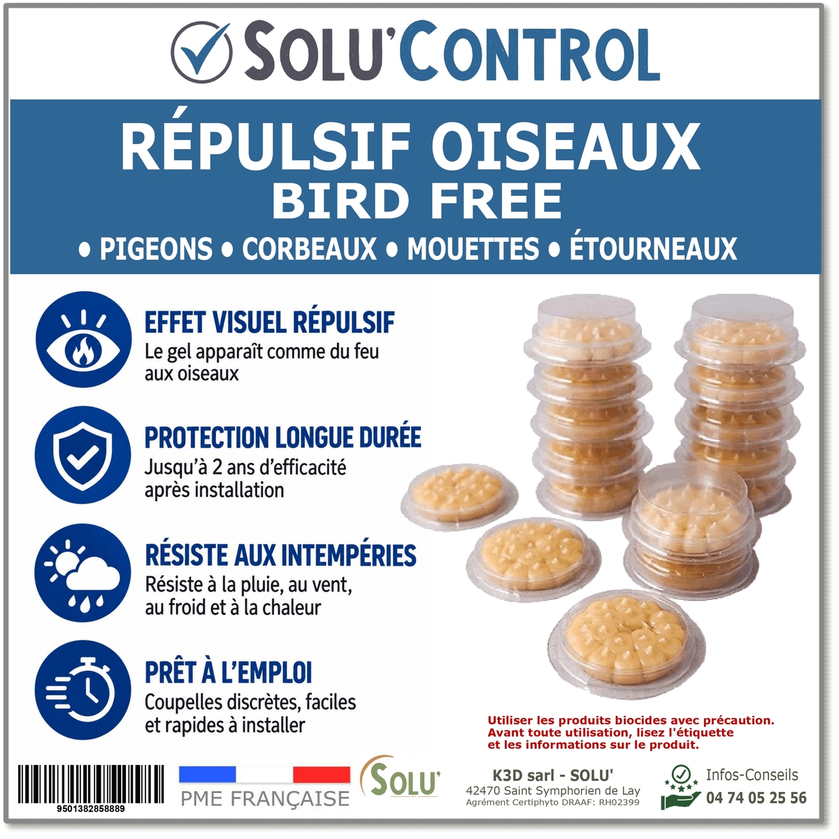 Répulsif oiseaux : pigeons, corbeaux, mouettes - Bird Free