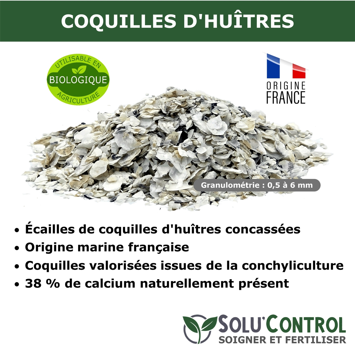 Écailles de Coquilles d'Huîtres Concassées – SOLU'CONTROL - Ecailles