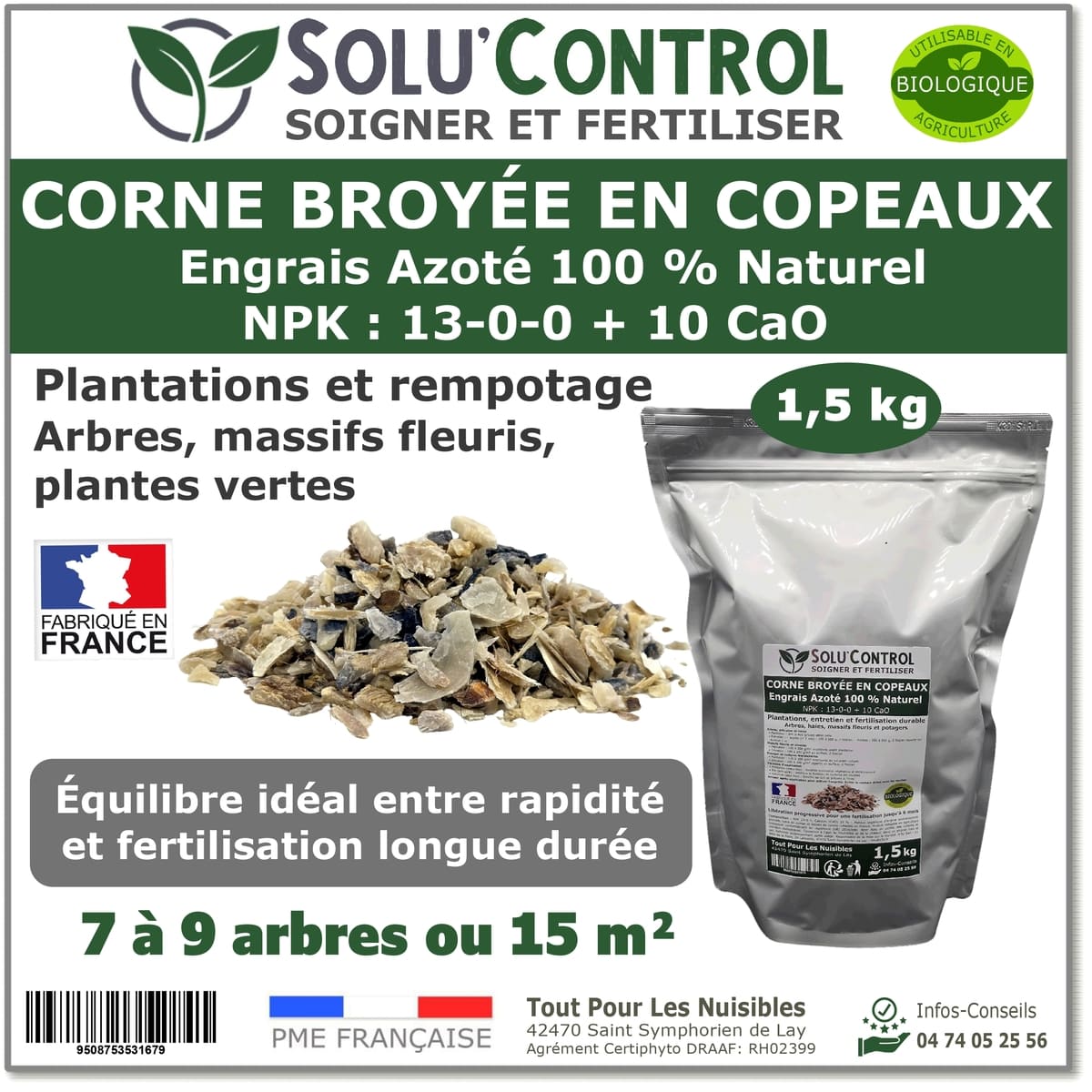 1,5 kg de Corne Broyée
