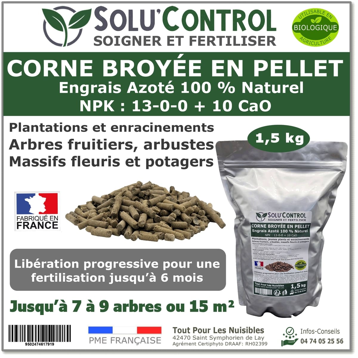 1,5 kg de Corne Broyée
