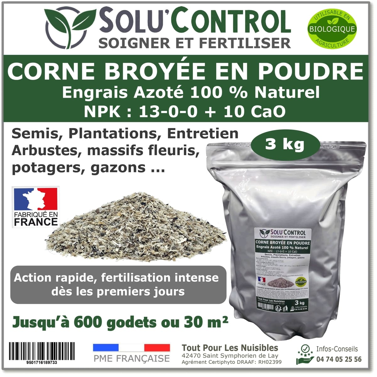 3 kg de Corne Broyée