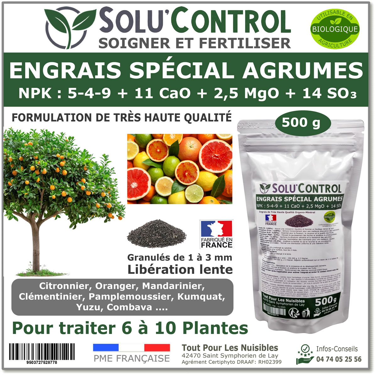 Engrais Agrumes SOLU'CONTROL - 500g