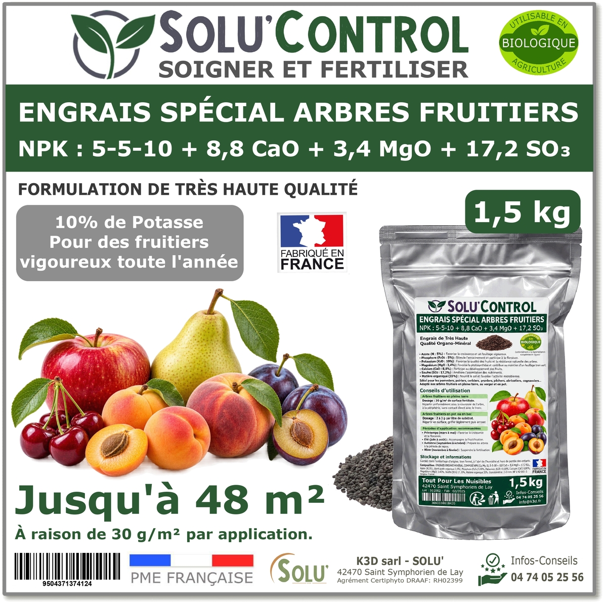 Engrais Arbres Fruitiers SOLU'CONTROL - 1,5kg