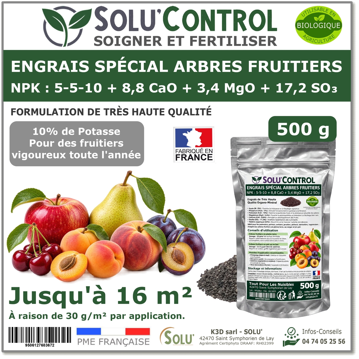 Engrais Arbres Fruitiers SOLU'CONTROL - 500g