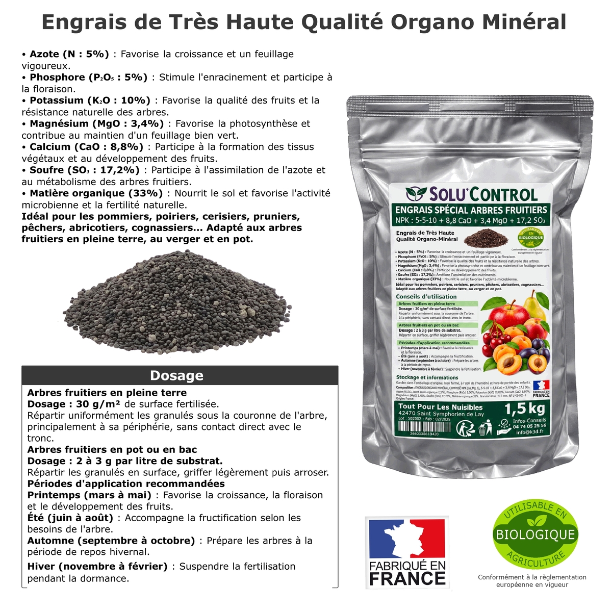 Engrais Arbres Fruitiers SOLU'CONTROL - NPK