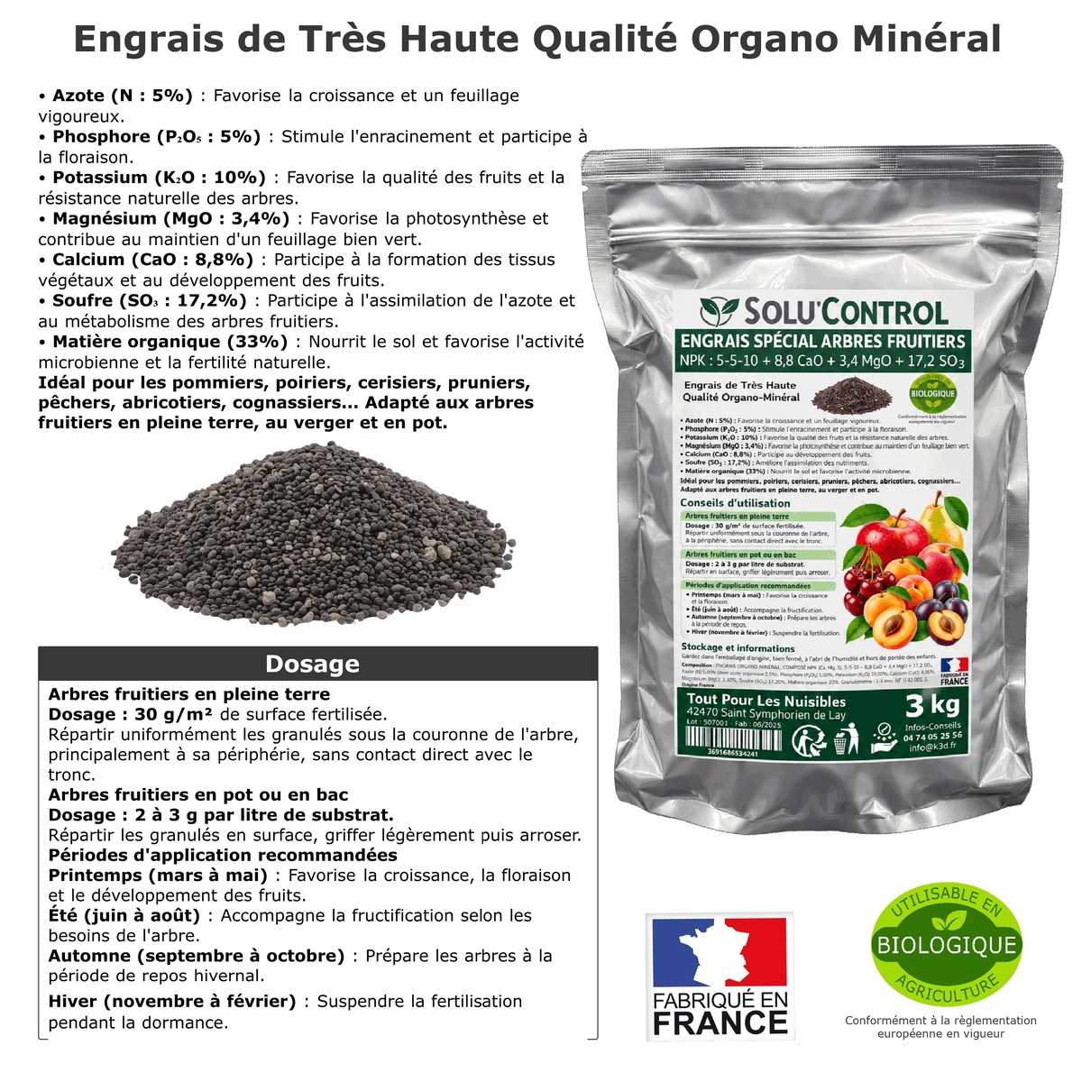 Engrais Arbres Fruitiers SOLU'CONTROL - NPK