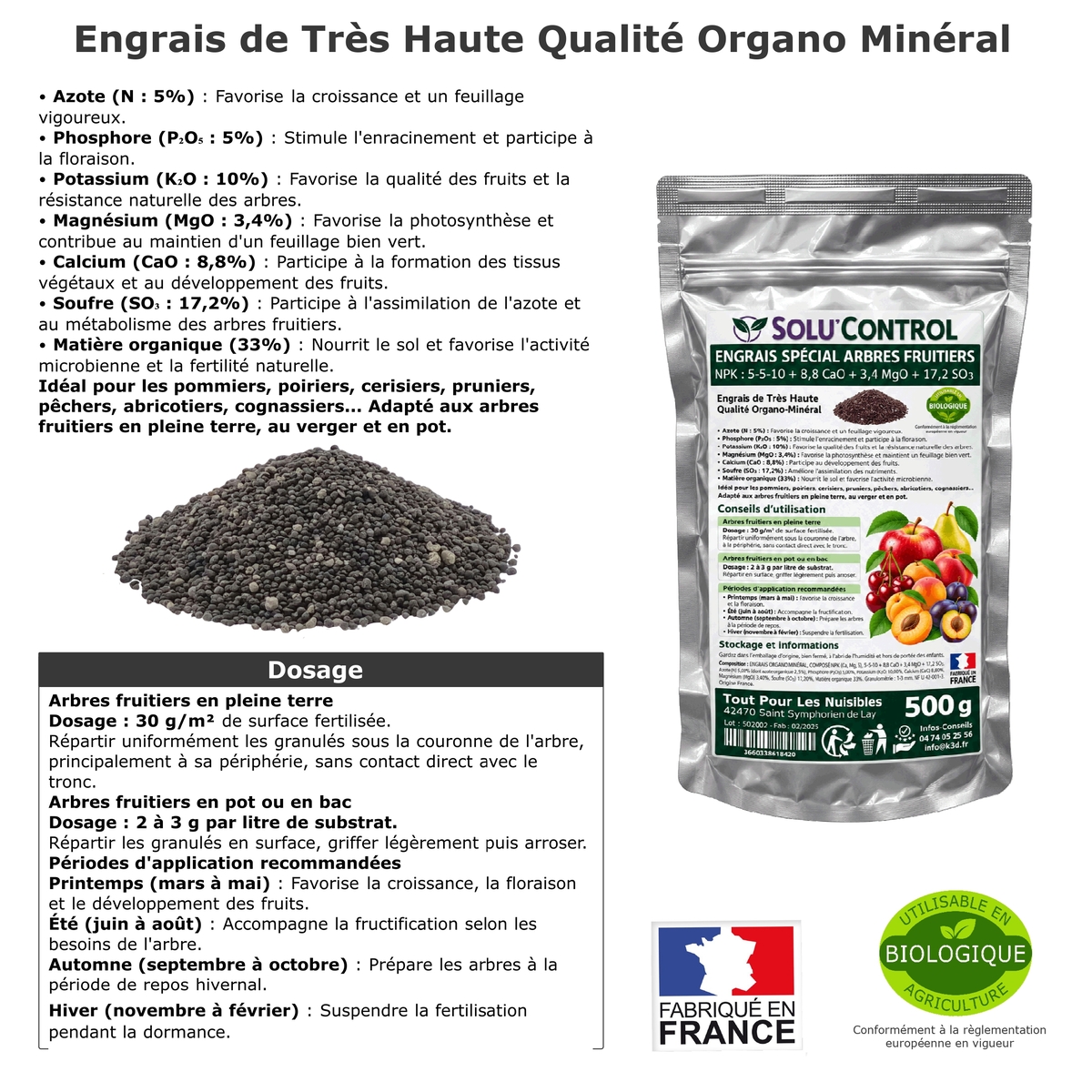 Engrais Arbres Fruitiers SOLU'CONTROL - NPK