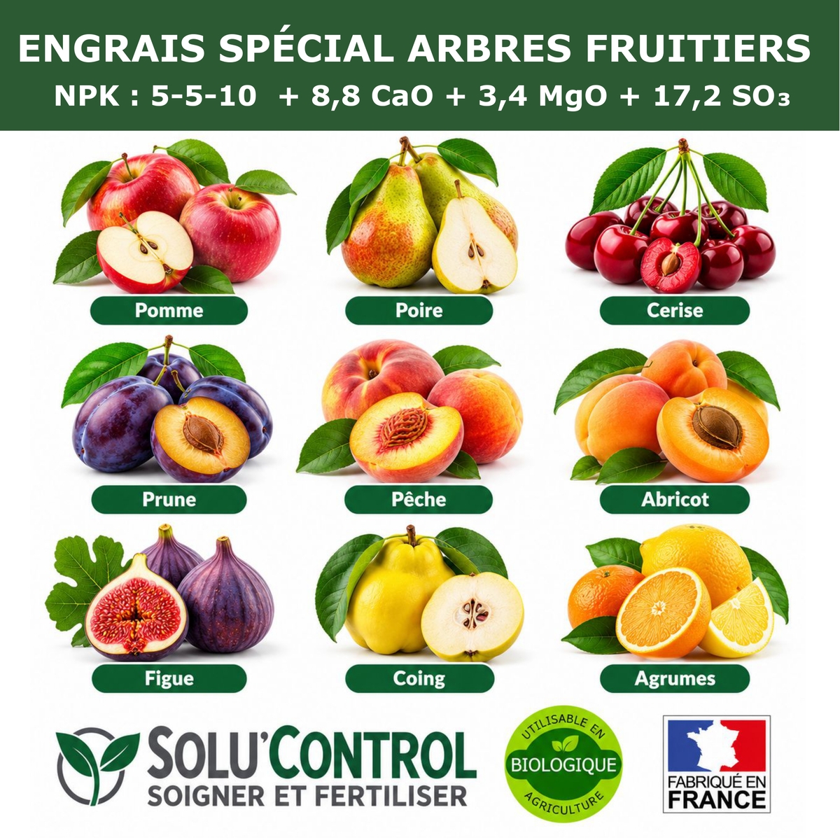 Engrais Arbres Fruitiers SOLU'CONTROL - Cibles