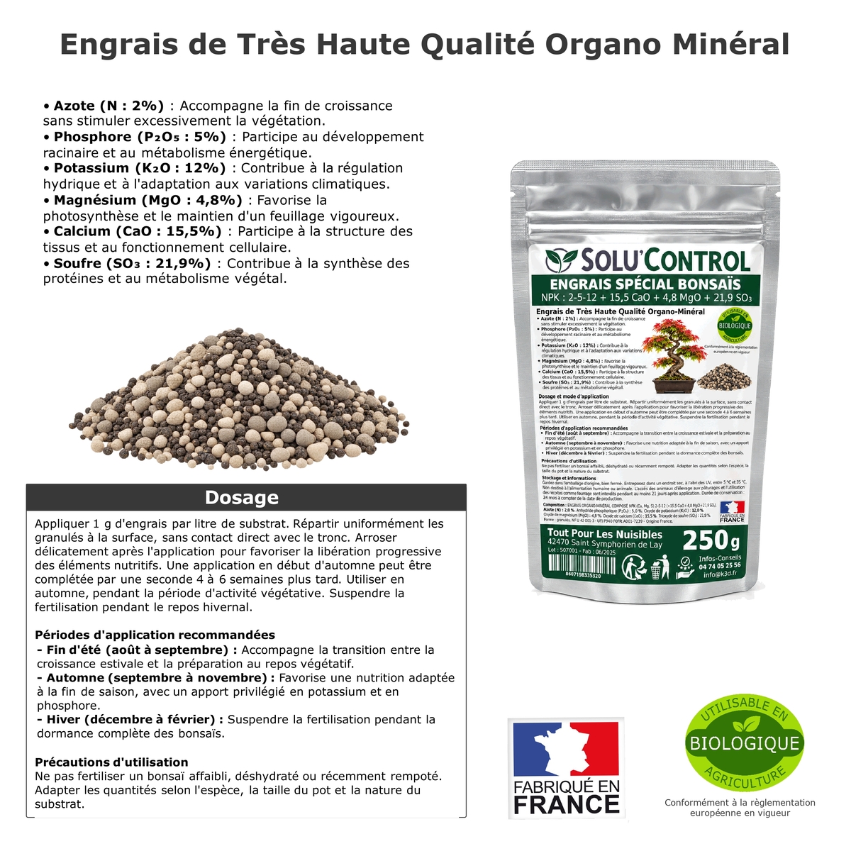 Engrais Bonsaïs SOLU'CONTROL - NPK