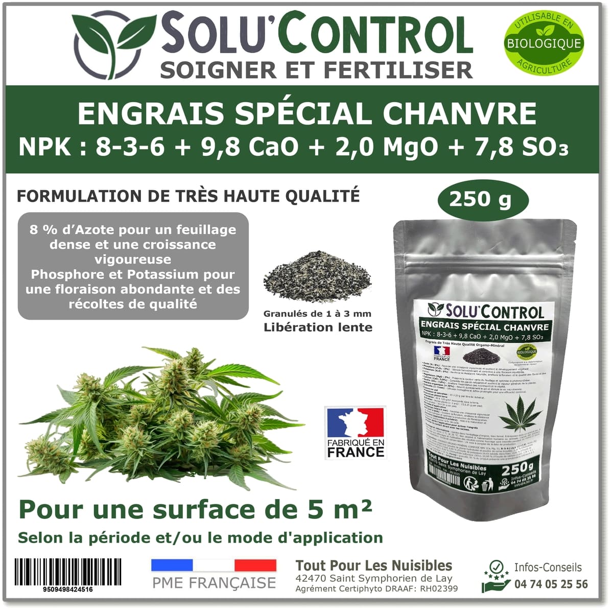 Engrais Chanvre SOLU'CONTROL - 250g