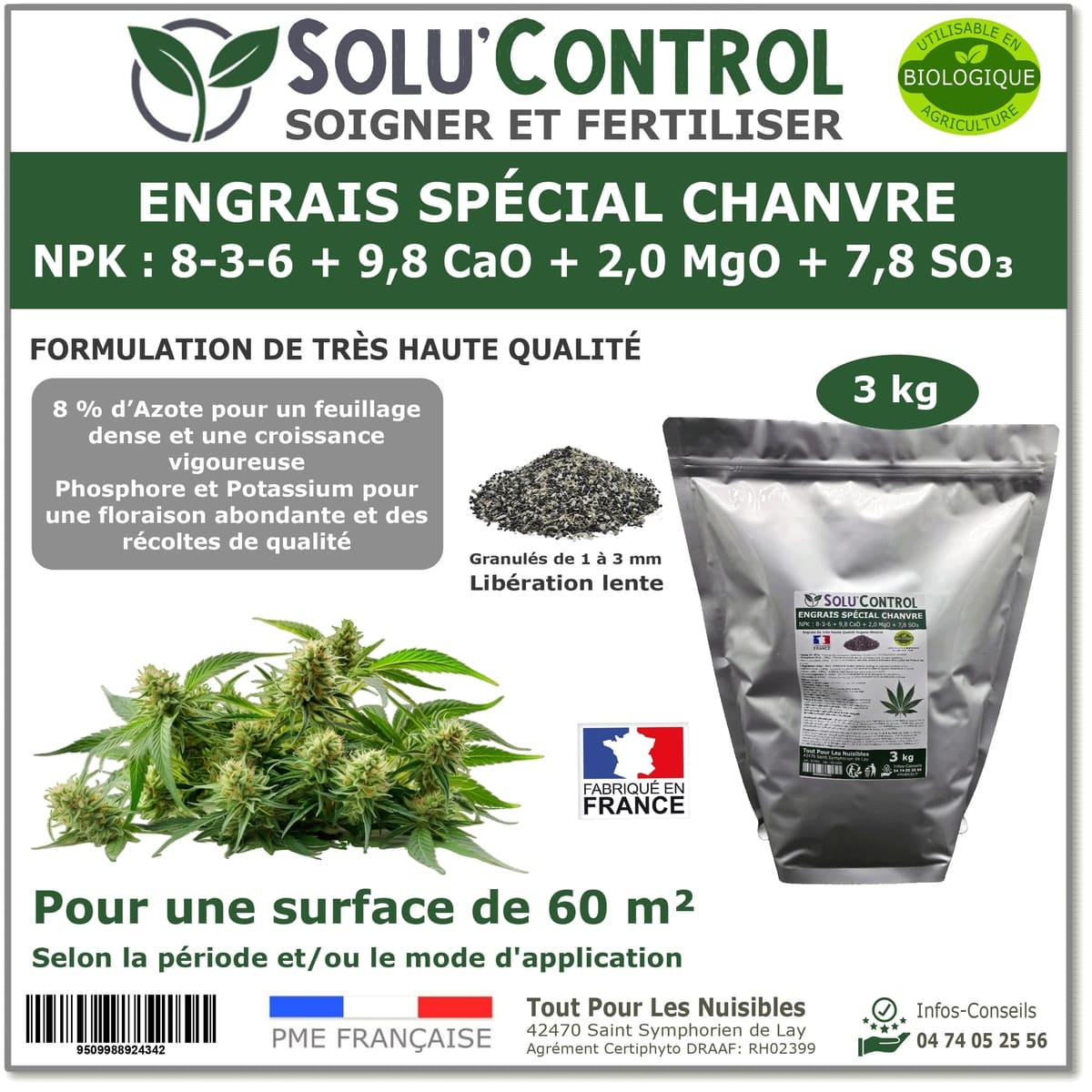 Engrais Chanvre SOLU'CONTROL - 3kg