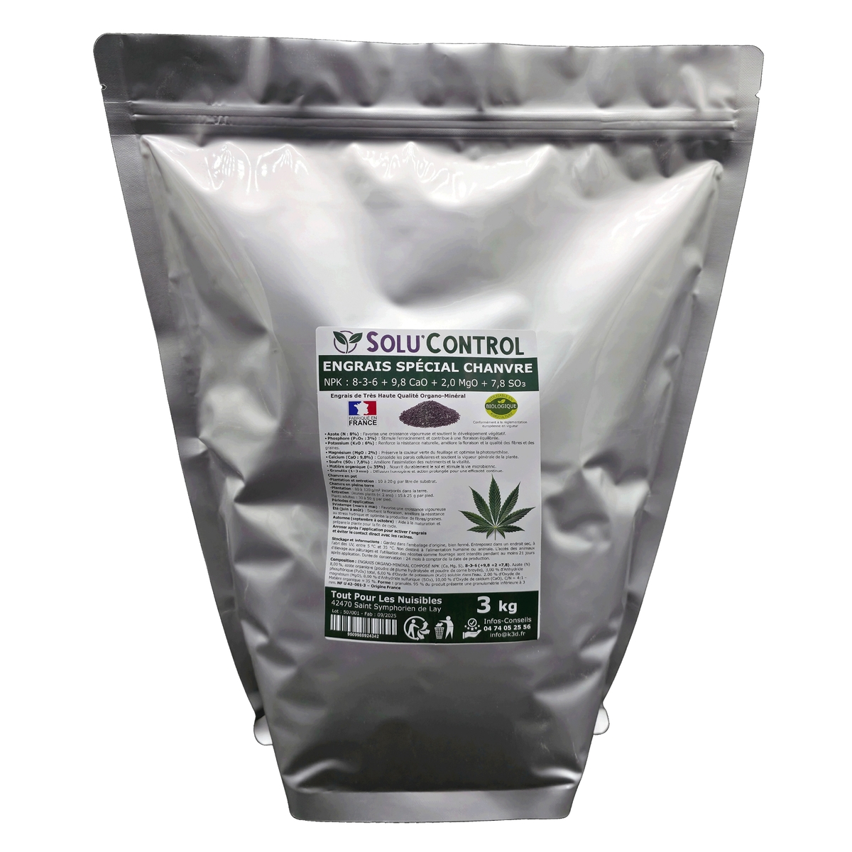 Engrais Chanvre SOLU'CONTROL - Sachet de 3kg