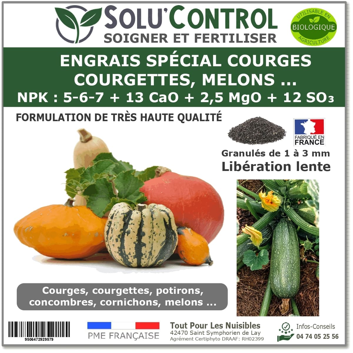 Engrais Spécial Courges, courgettes et autres cucurbitacées, SoluControl