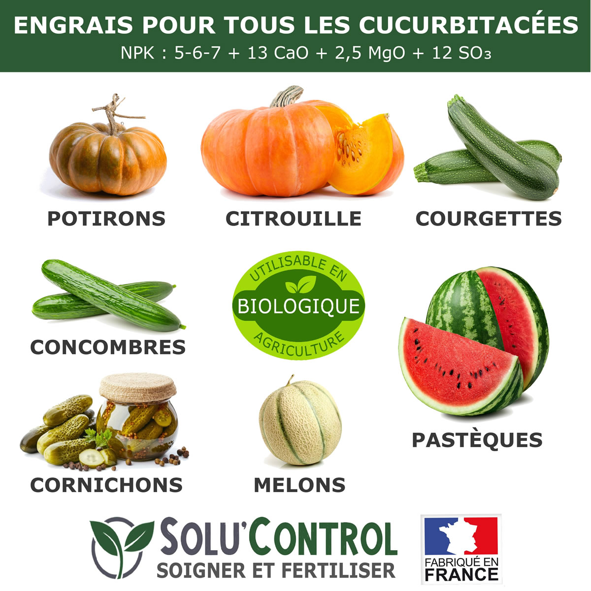 Engrais Courges, courgettes et autres cucurbitacées SOLU'CONTROL