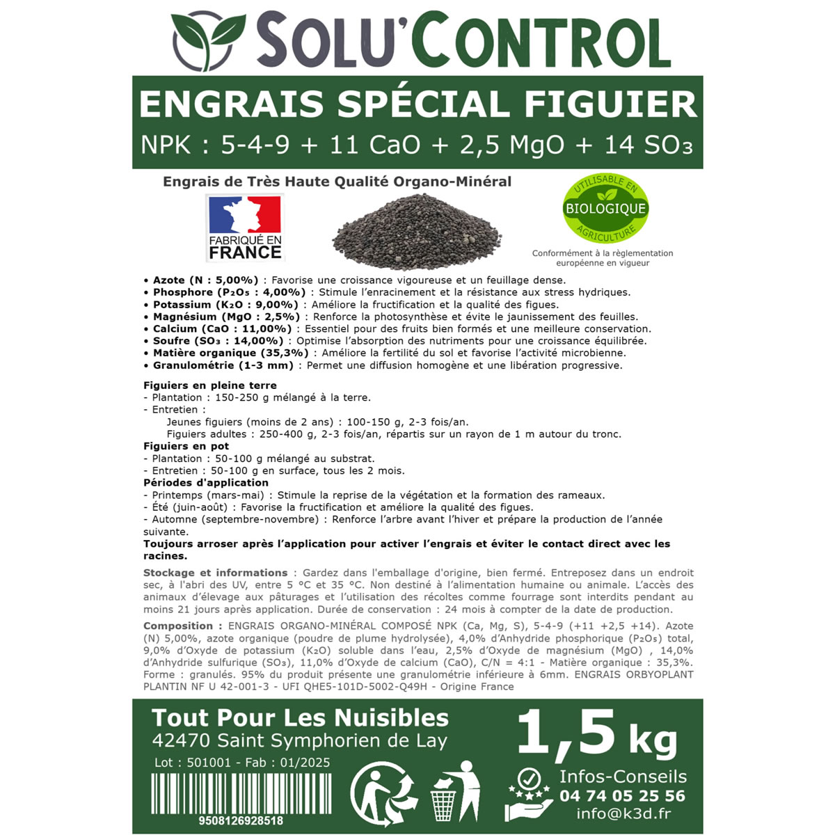 Etiquette engrais figuier 1.5kg