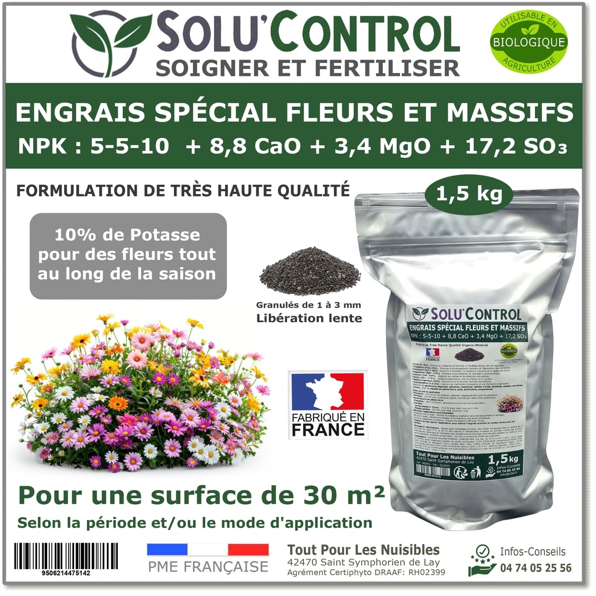 Engrais fleurs et massifs SOLU'CONTROL - 1,5kg