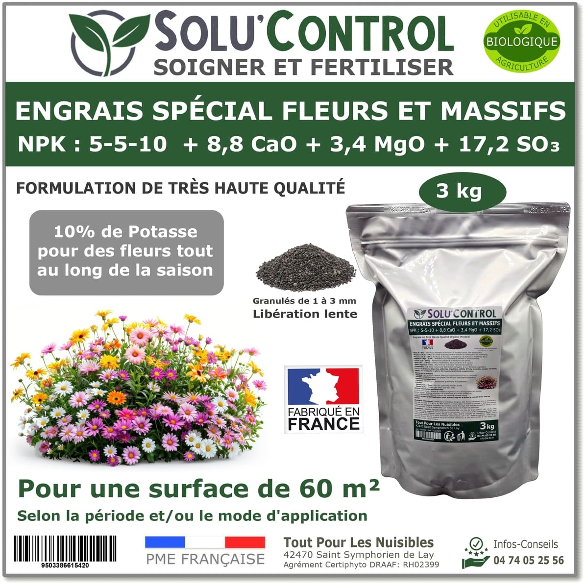 Engrais fleurs et massifs SOLU'CONTROL - 3kg