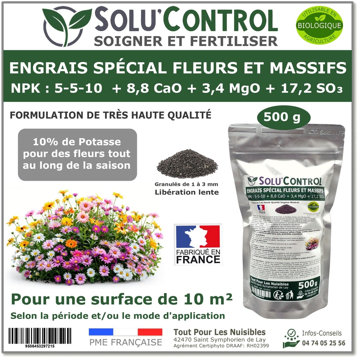 Engrais fleurs et massifs SOLU'CONTROL - 500g