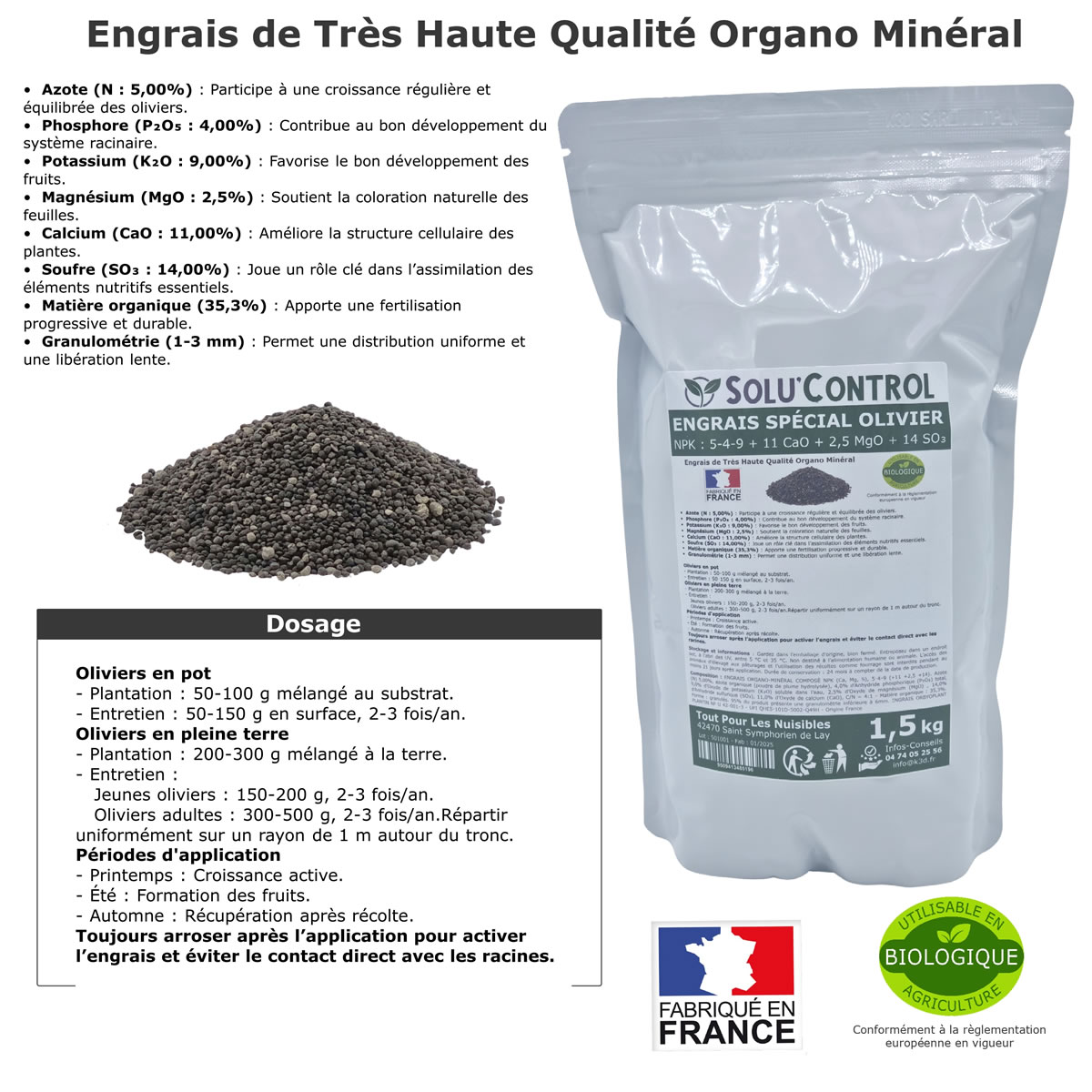Sachet Engrais Olivier SOLU'CONTROL - 1.5kg