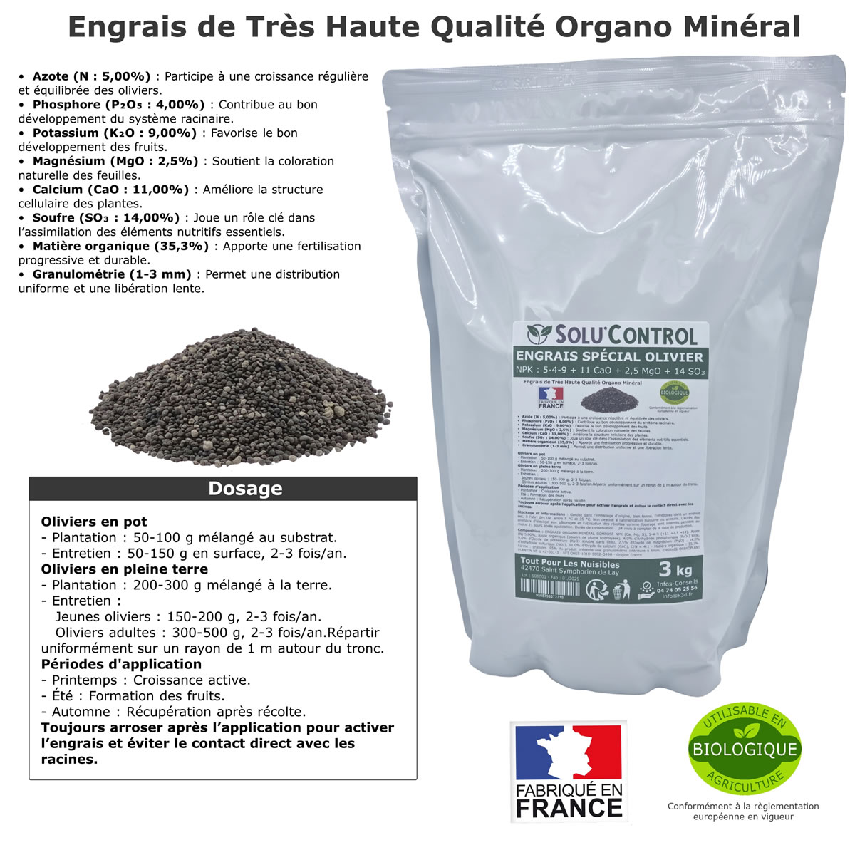 Sachet Engrais Olivier SOLU'CONTROL - 3kg