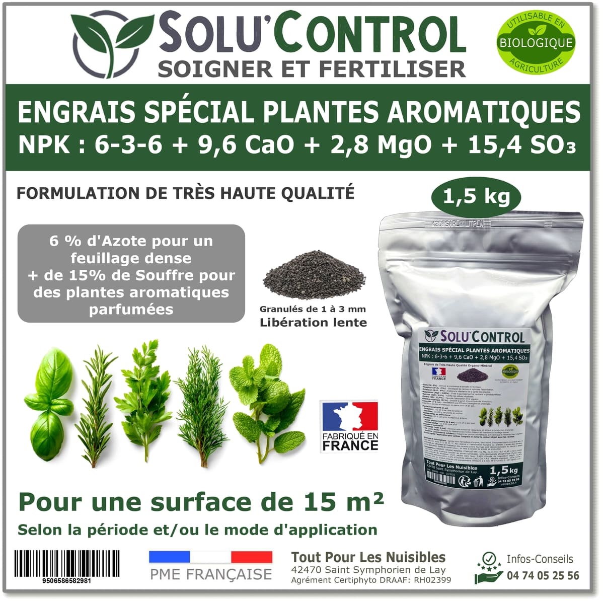 Engrais Plantes aromatiques SOLU'CONTROL - 1,5kg