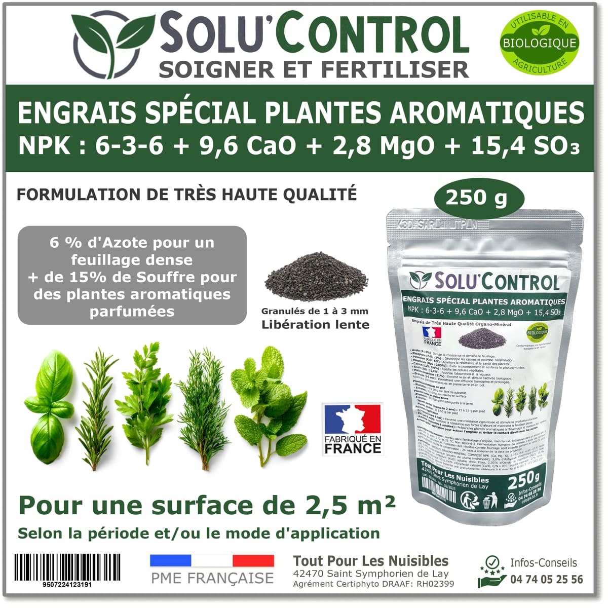 Engrais Plantes aromatiques SOLU'CONTROL - 250g