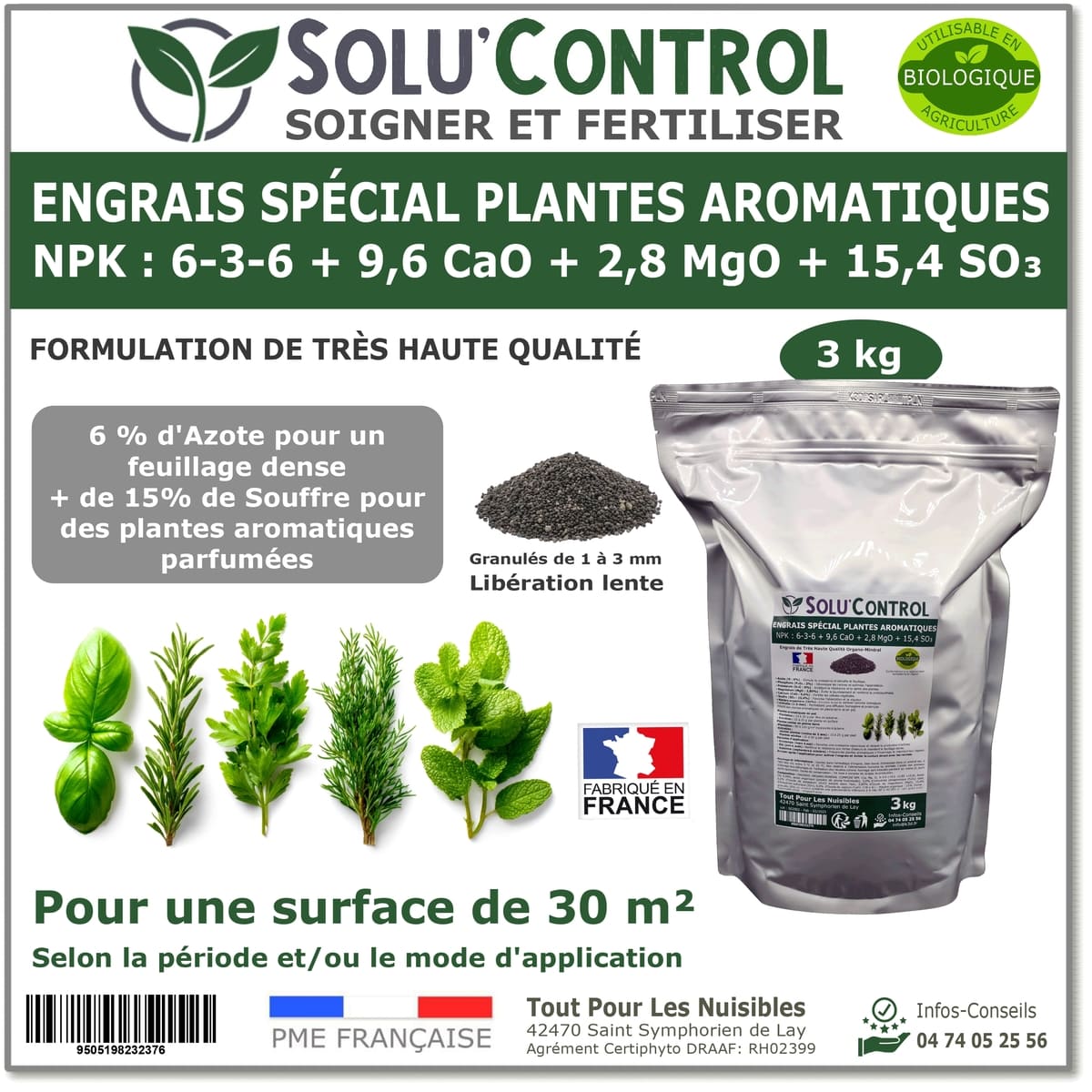 Engrais Plantes aromatiques SOLU'CONTROL - 3kg