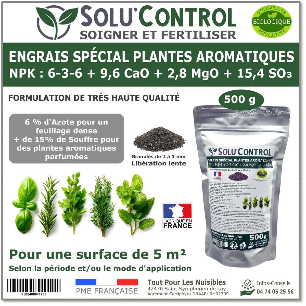 Engrais Plantes aromatiques SOLU'CONTROL - 500g