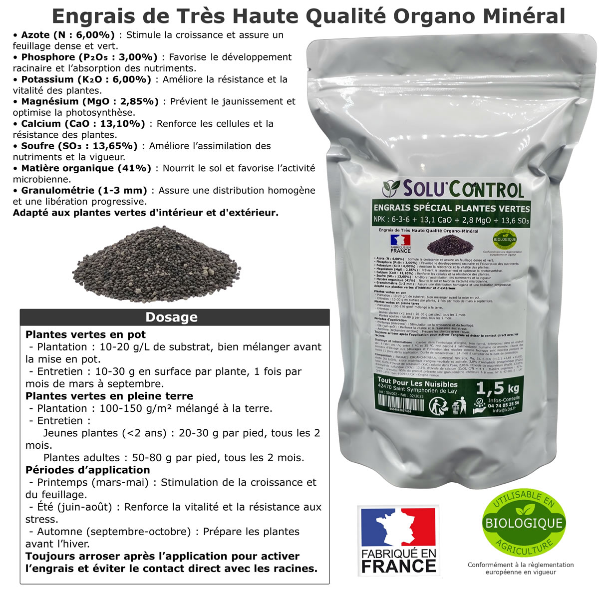 Doypack Engrais plantes vertes SOLU'CONTROL 1500g