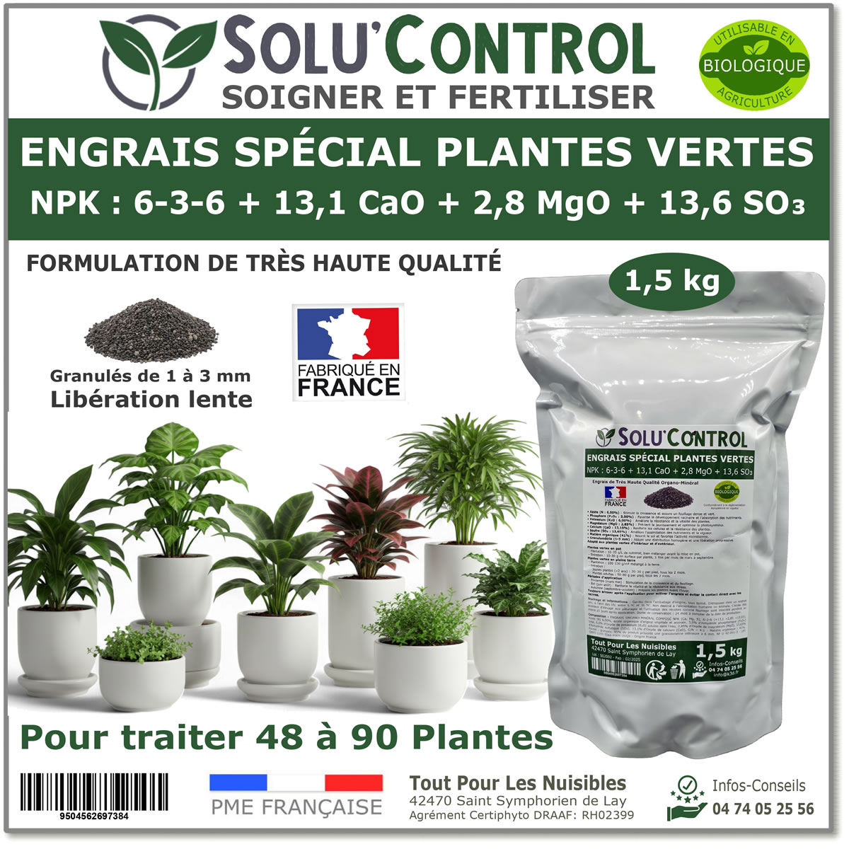 Engrais plantes vertes SOLU'CONTROL - 1500g