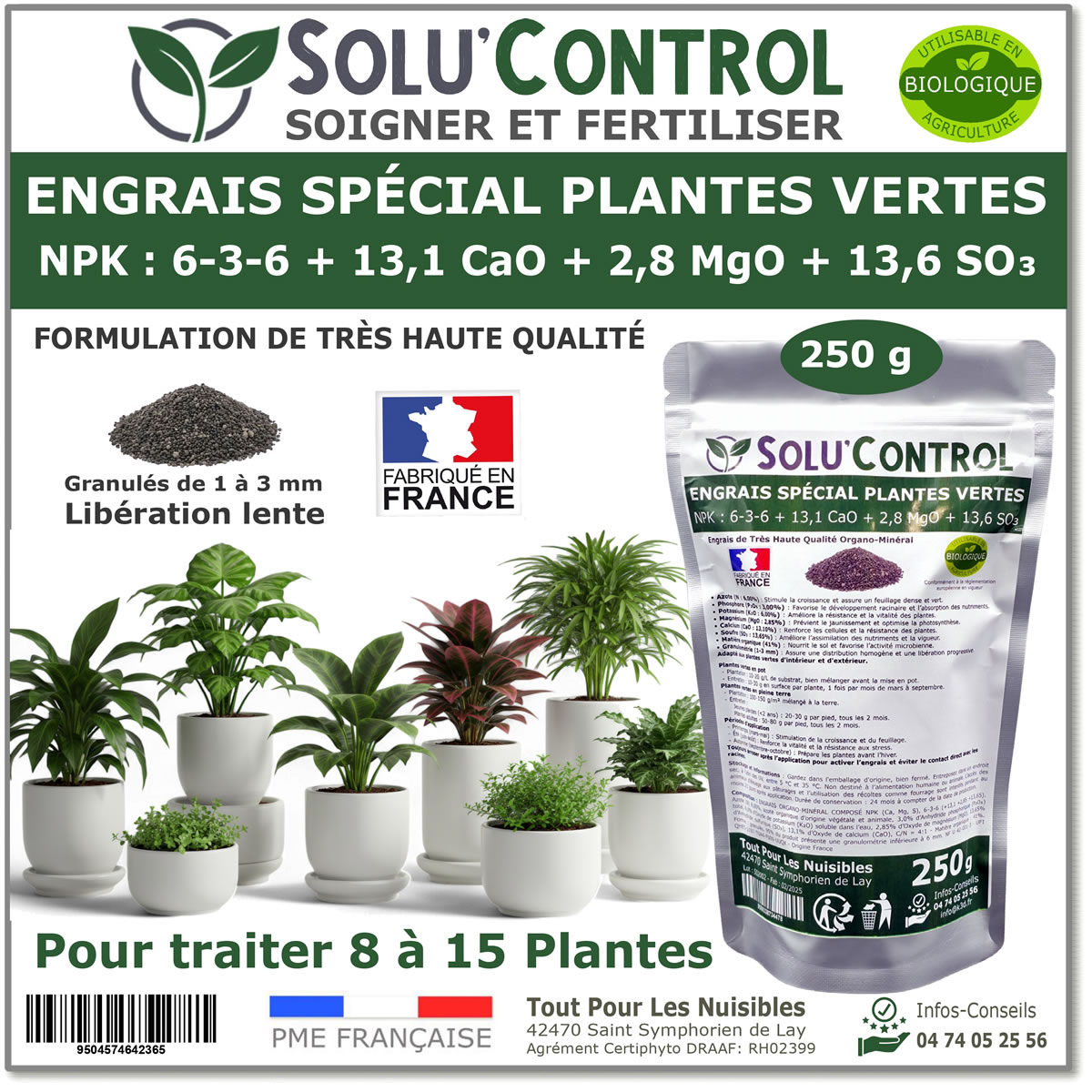 Engrais plantes vertes SOLU'CONTROL - 250g