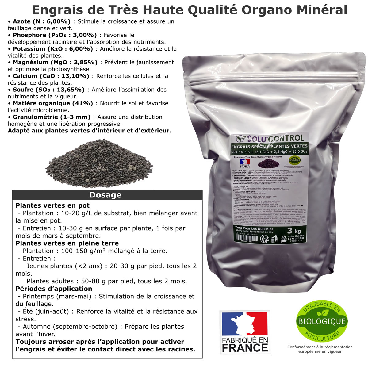 Doypack Engrais plantes vertes SOLU'CONTROL 3kg