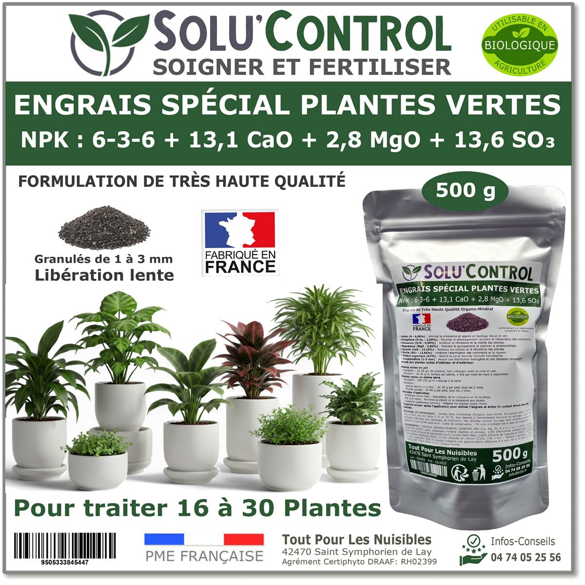 Engrais plantes vertes SOLU'CONTROL - 500g