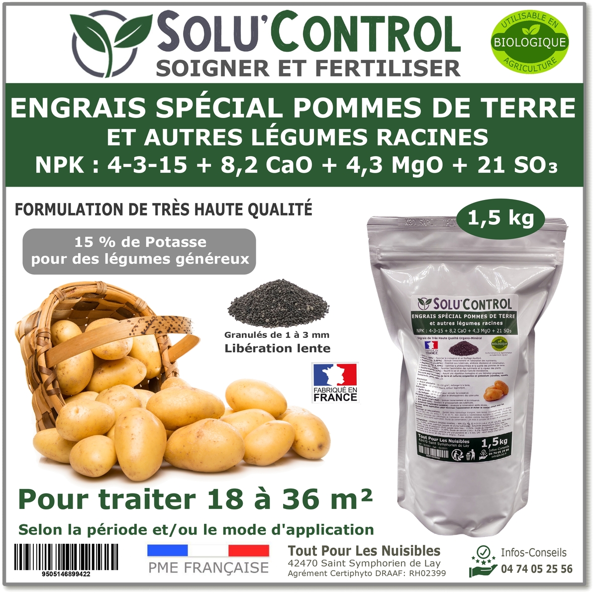 Engrais pomme de terre SOLU'CONTROL - 1,5kg