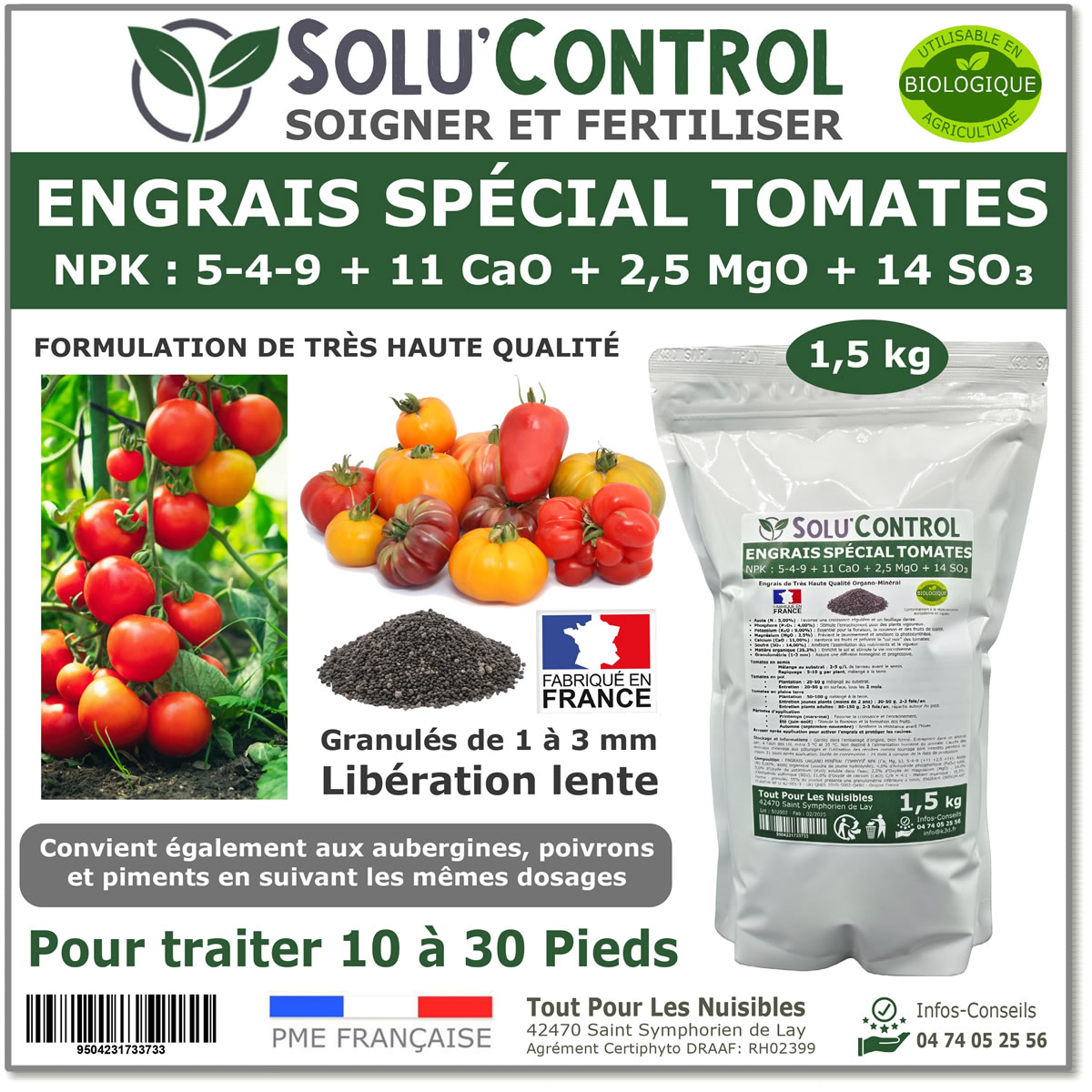 Engrais Tomates SOLU'CONTROL - 1.5kg