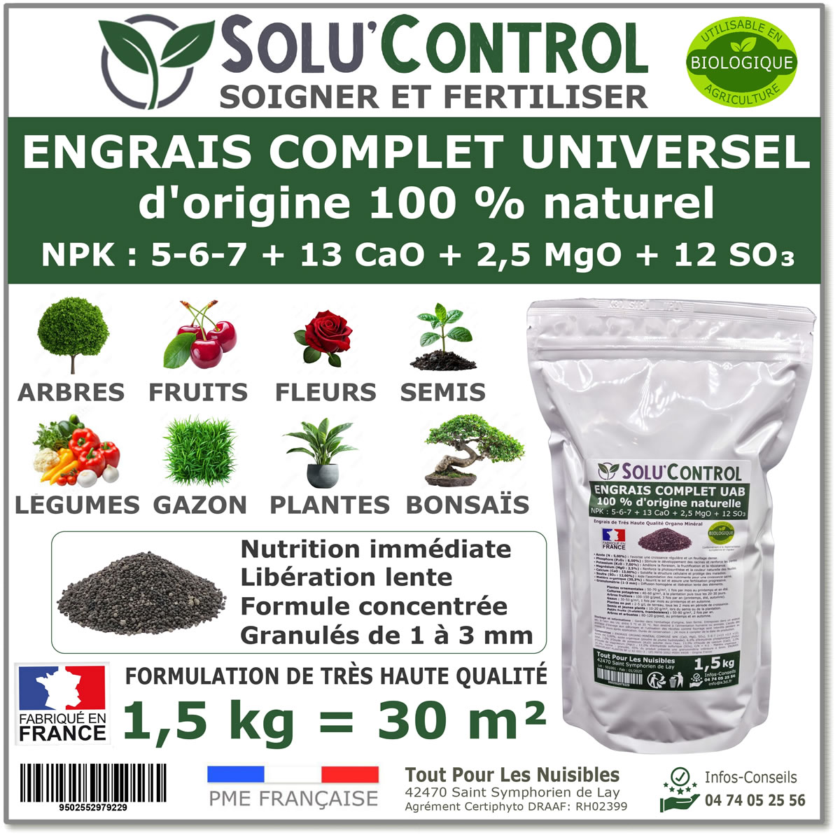 Engrais Complet Universel SOLU'CONTROL - 1.5kg