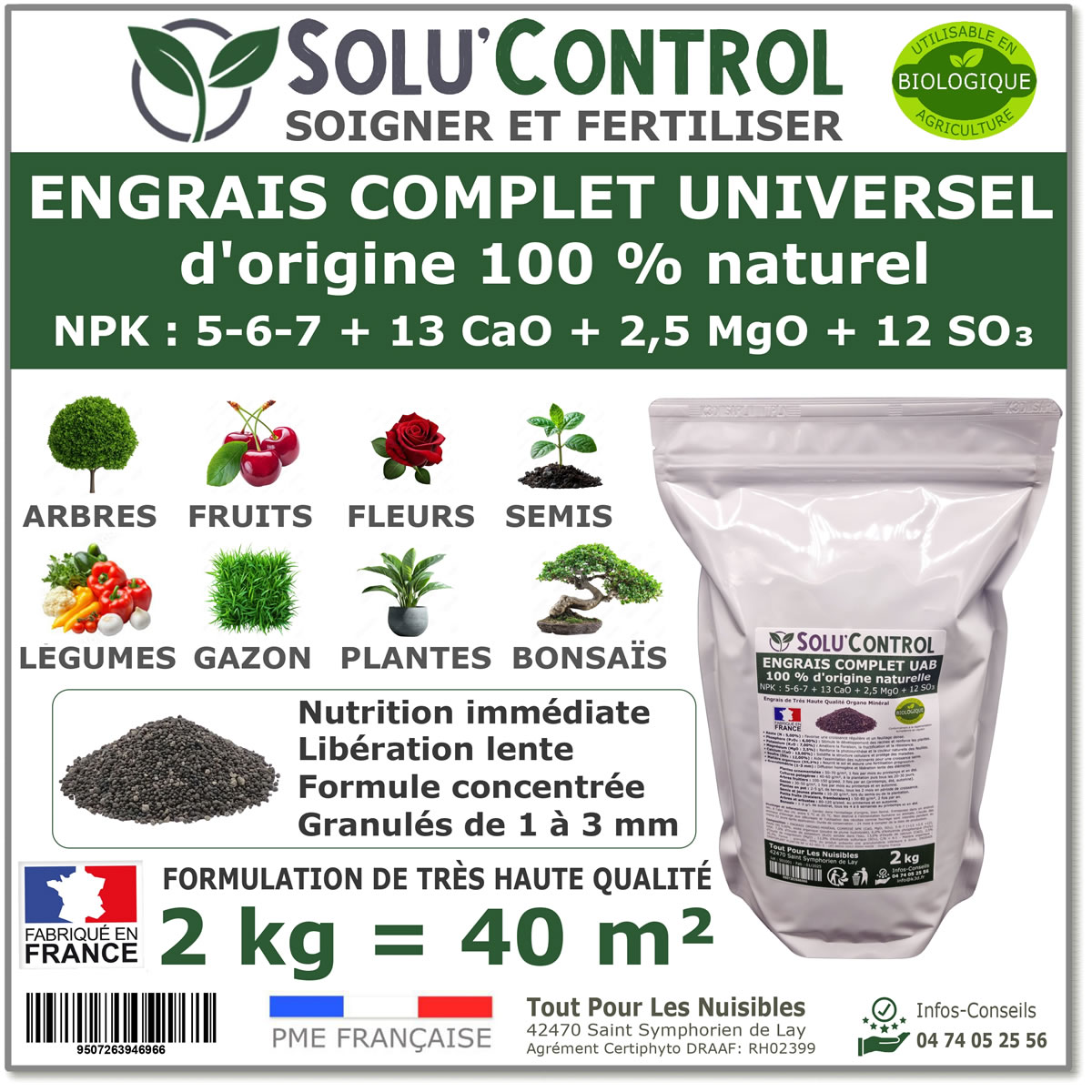 Engrais Complet Universel SOLU'CONTROL - 2kg