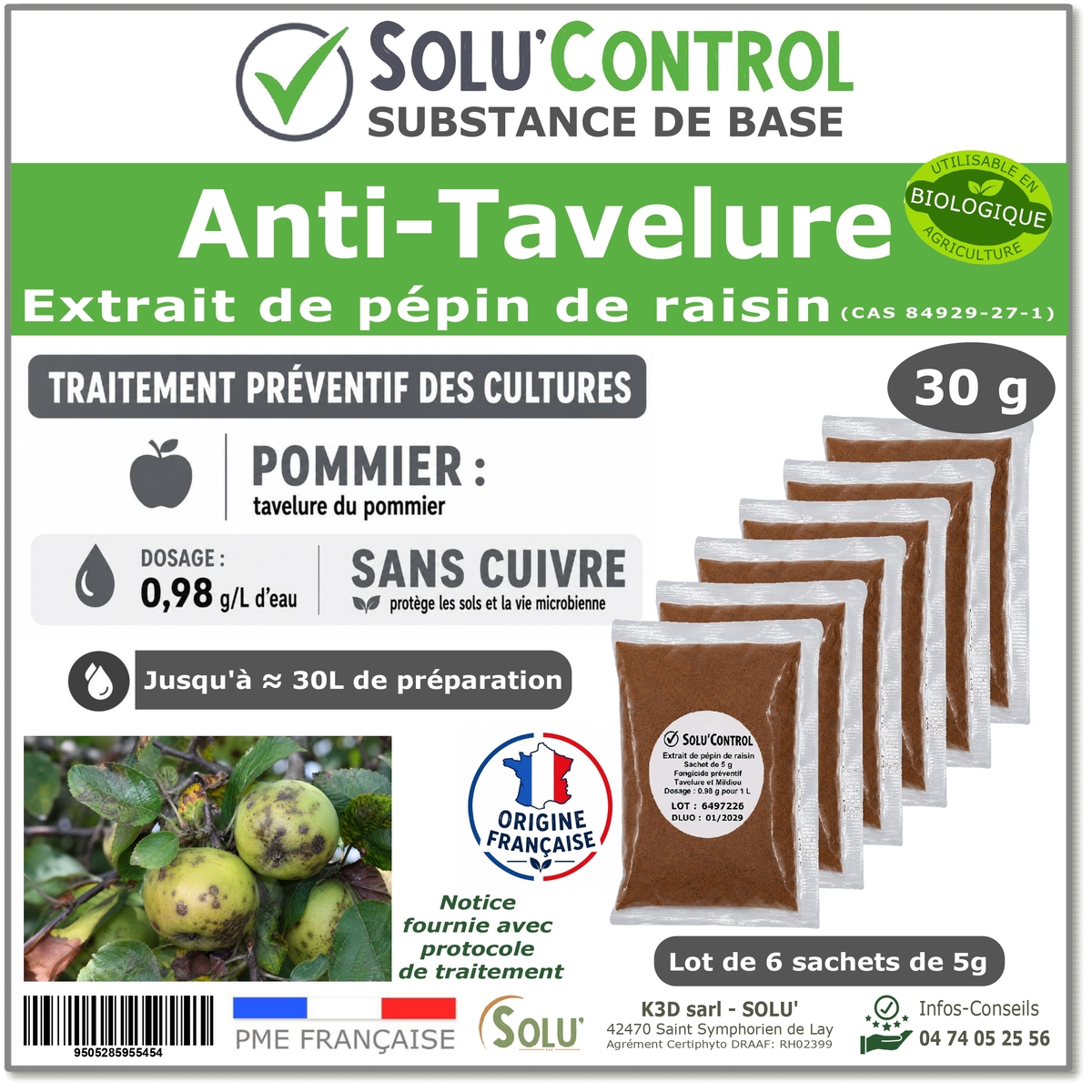 Extrait pépin de raisin Anti-Tavelure - Sachet de 30g - SOLU'CONTROL