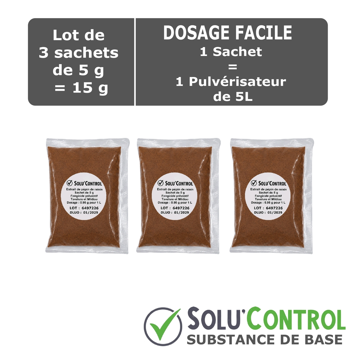 Extrait pépin de raisin Anti-Mildiou - Sachet de 15g - SOLU'CONTROL