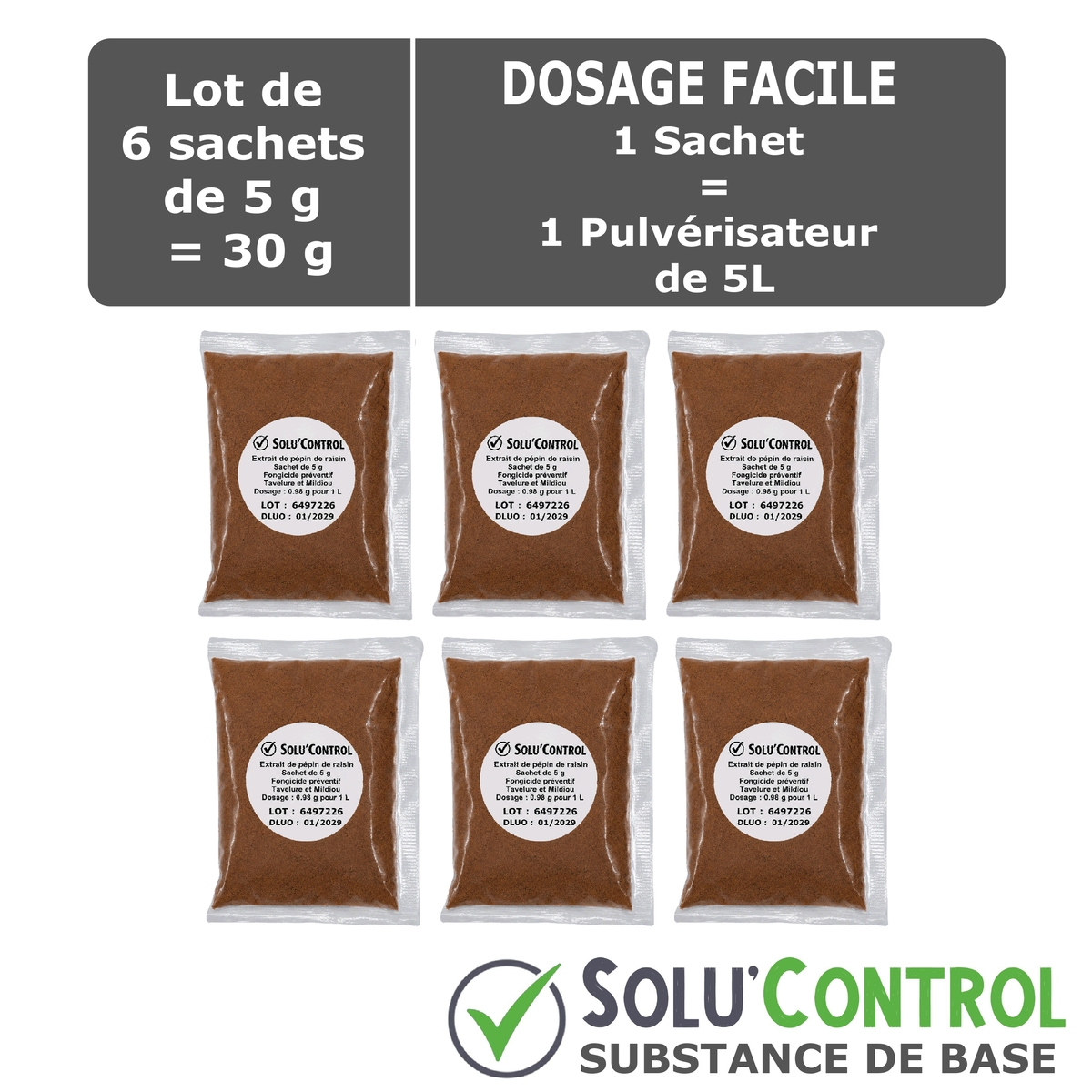 Extrait pépin de raisin Anti-Mildiou - Sachet de 30g - SOLU'CONTROL