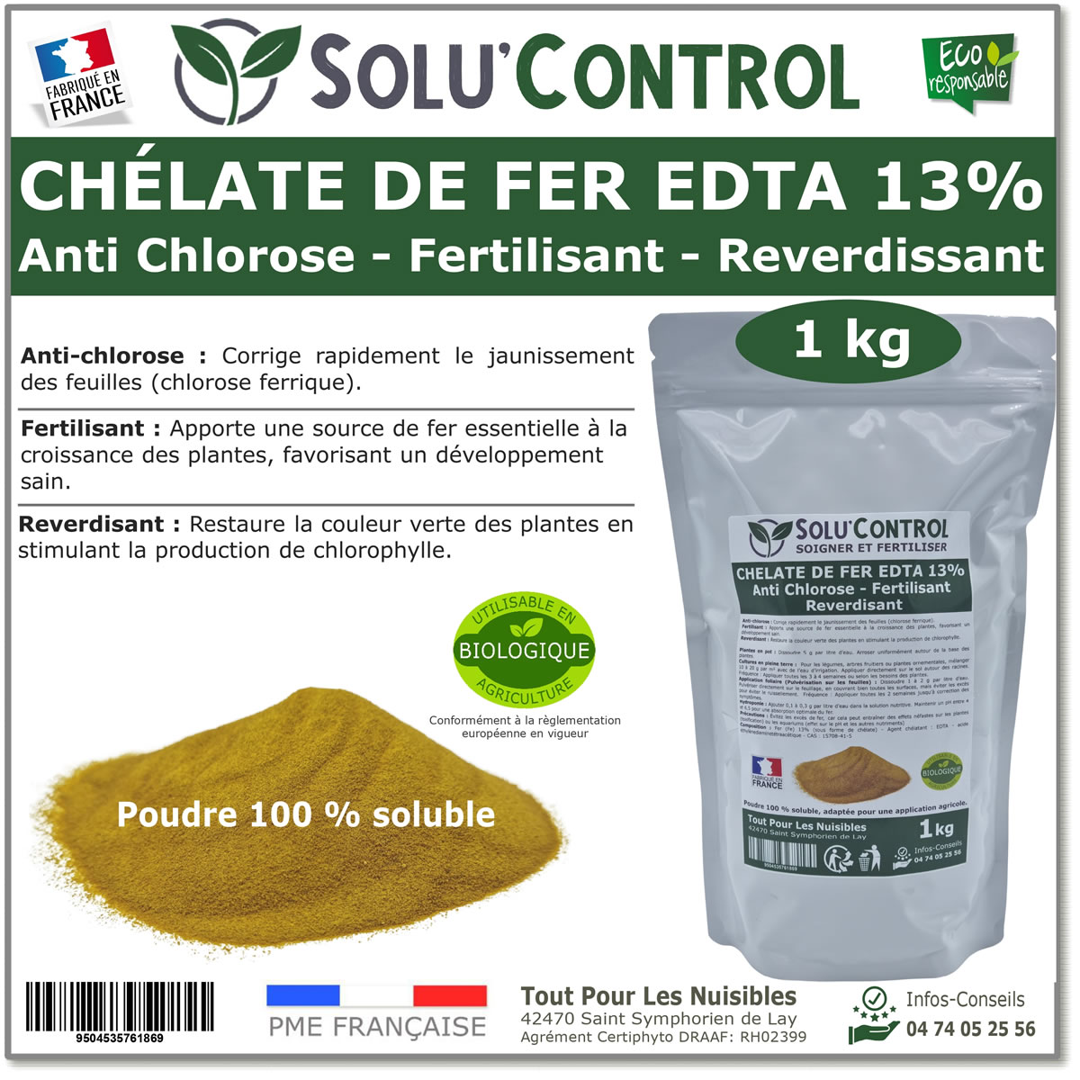 Fer EDTA 13% SOLU'CONTROL - 1kg