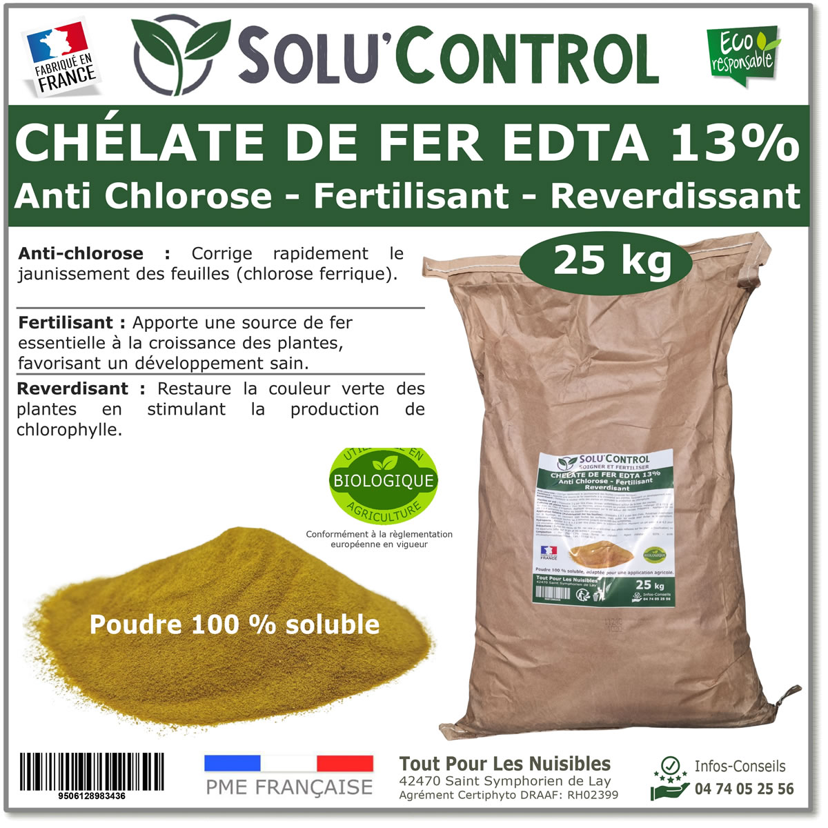 Fer EDTA 13% SOLU'CONTROL - 25kg