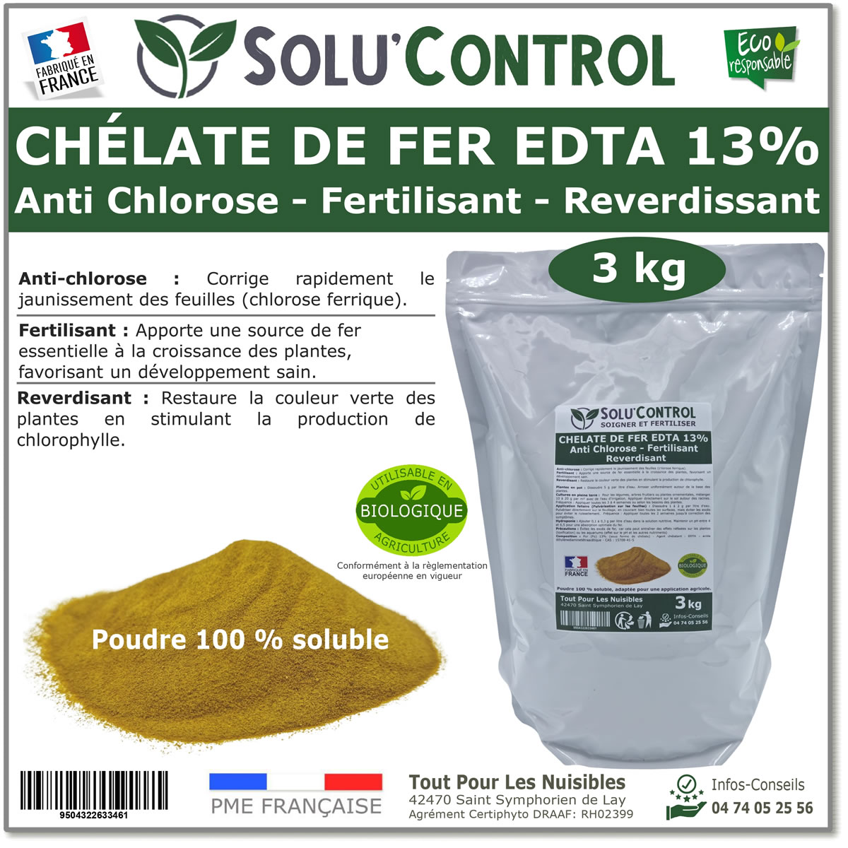 Fer EDTA 13% SOLU'CONTROL - 3kg