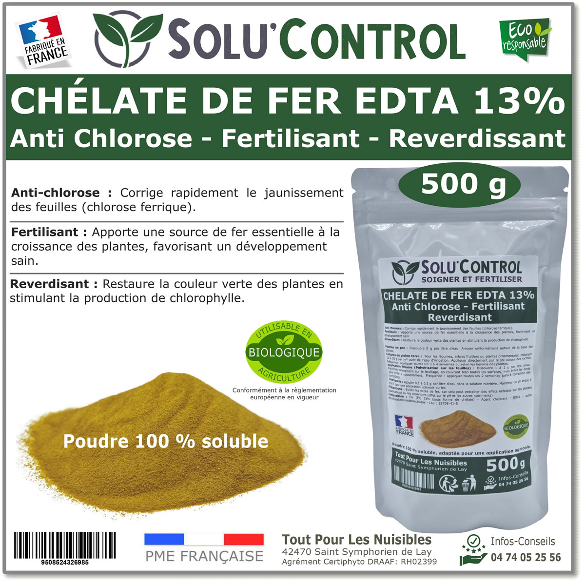 Fer EDTA 13% SOLU'CONTROL - 500g