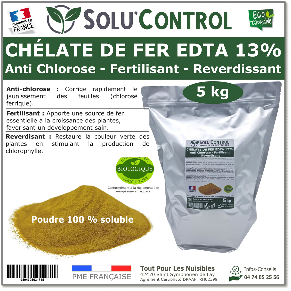 Fer EDTA 13% SOLU'CONTROL - 5kg