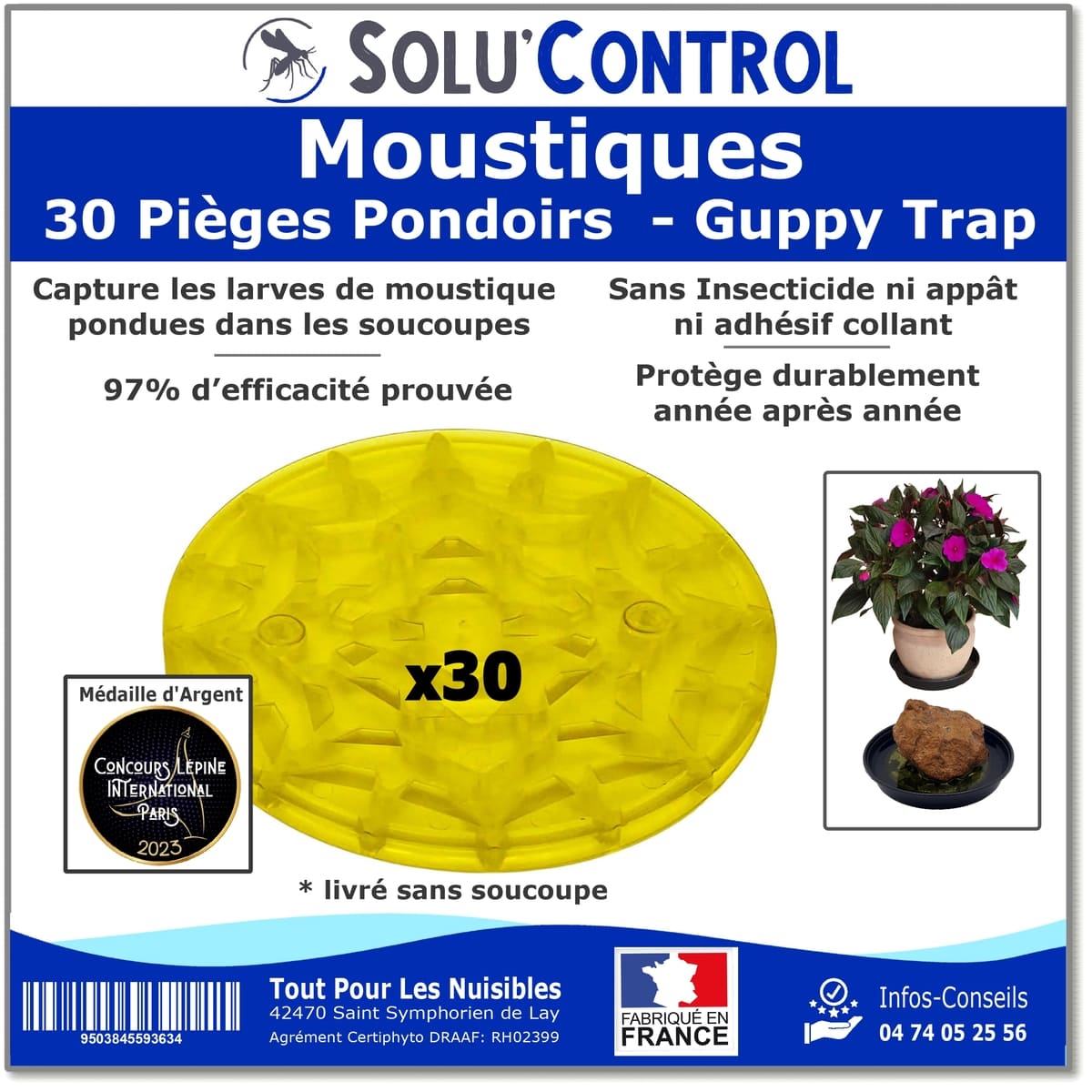 30 Guppy Trap complet avec coupelle