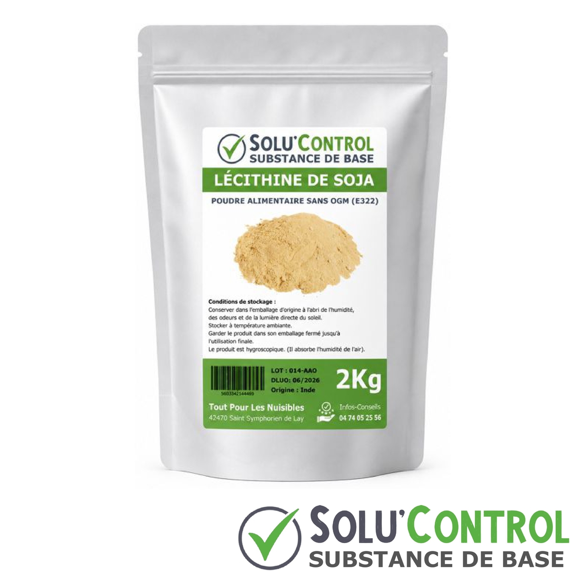 Lécithine de soja Anti-Oïdium - Sachet de 2kg - SOLU'CONTROL